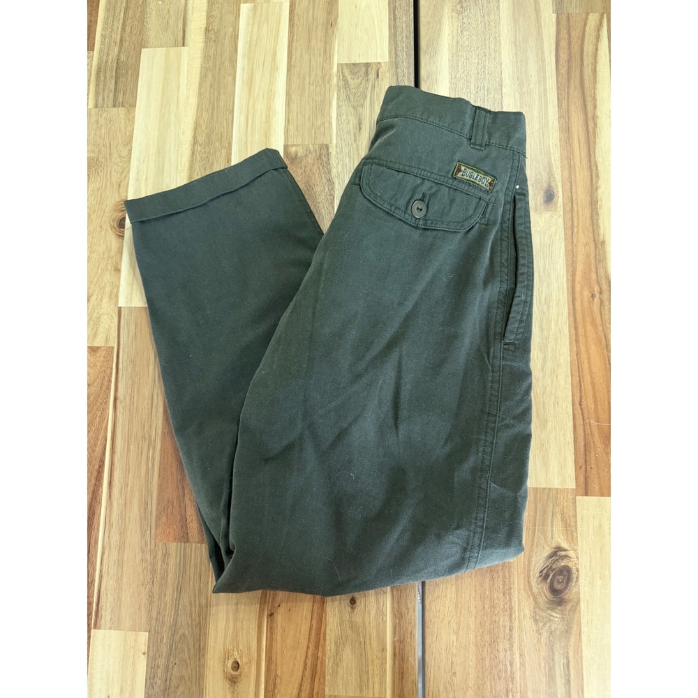 Vintage Bugle Boy Green Cotton Slacks Trousers Pants Womens 26